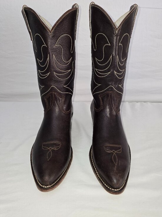Vintage Stewart 1977 Brown Leather Handmade Cowboy Boots Western Men’s Size 8 EE main image 5